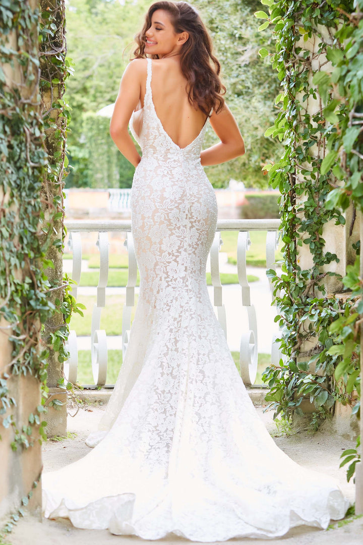 Jovani JB03864 Ivory Lace Wedding Dress - FOSTANI.com