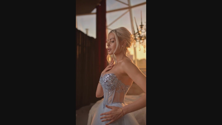 Tina Holly TE708 Light Blue Glitter Tulle Prom Dress