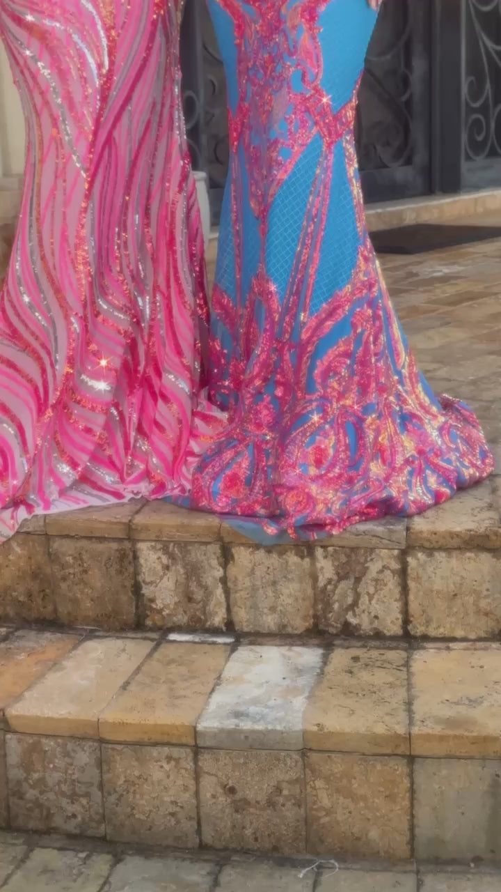 فستان بورشيا وسكارليت PS24344
