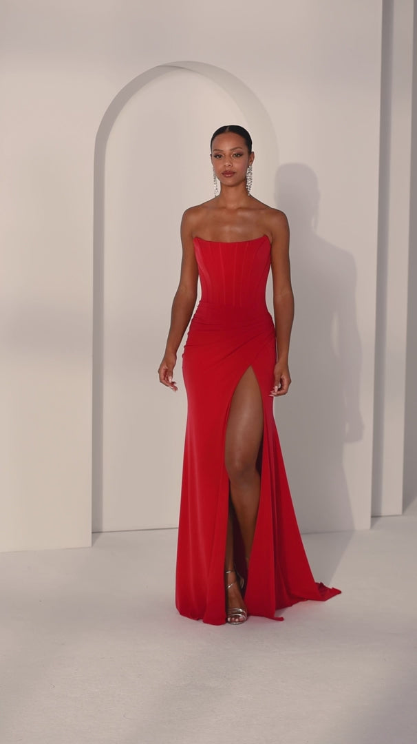 Morilee 49226 Strapless Corset High Slit Prom Dress 2026