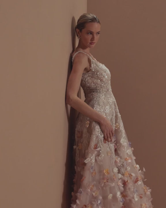 Mac Duggal 21085 Sleeveless Beaded Midi Dress With 3D Flowers video
