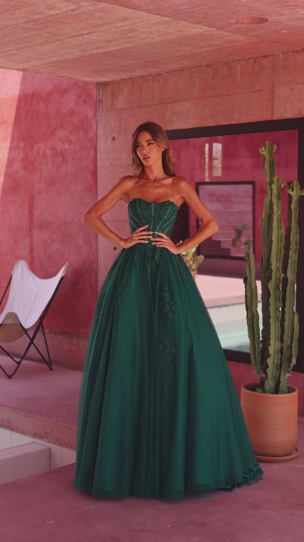 Amarra 89626 Floral Lace Corset Tulle Ball Gown