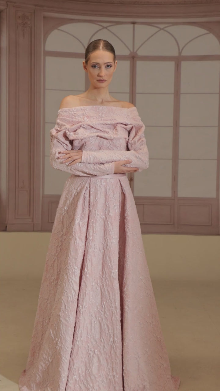 Reverie Couture FW270 Off-the-Shoulder Jacquard Dress