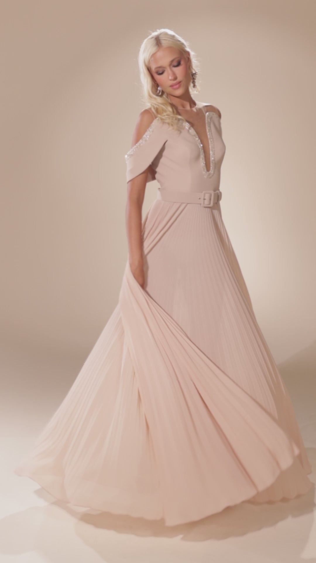 Abdo Aoude D9 Plunging V-neckline Couture Dress