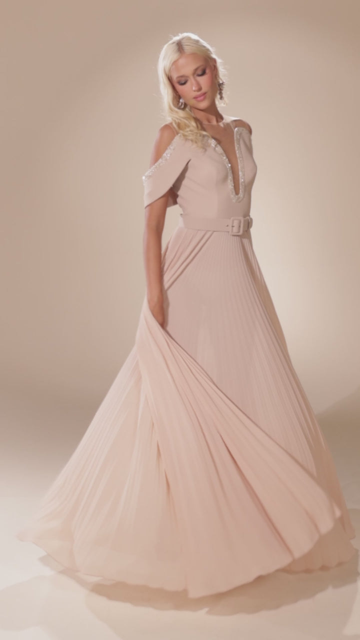 Abdo Aoude D9 Plunging V-neckline Couture Dress
