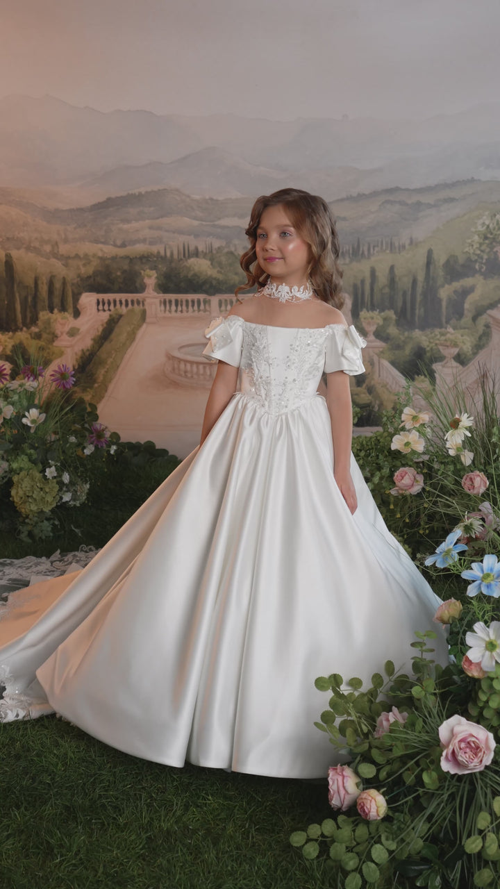 Pentelei 3911 Off-the-Shoulder Kids Dress