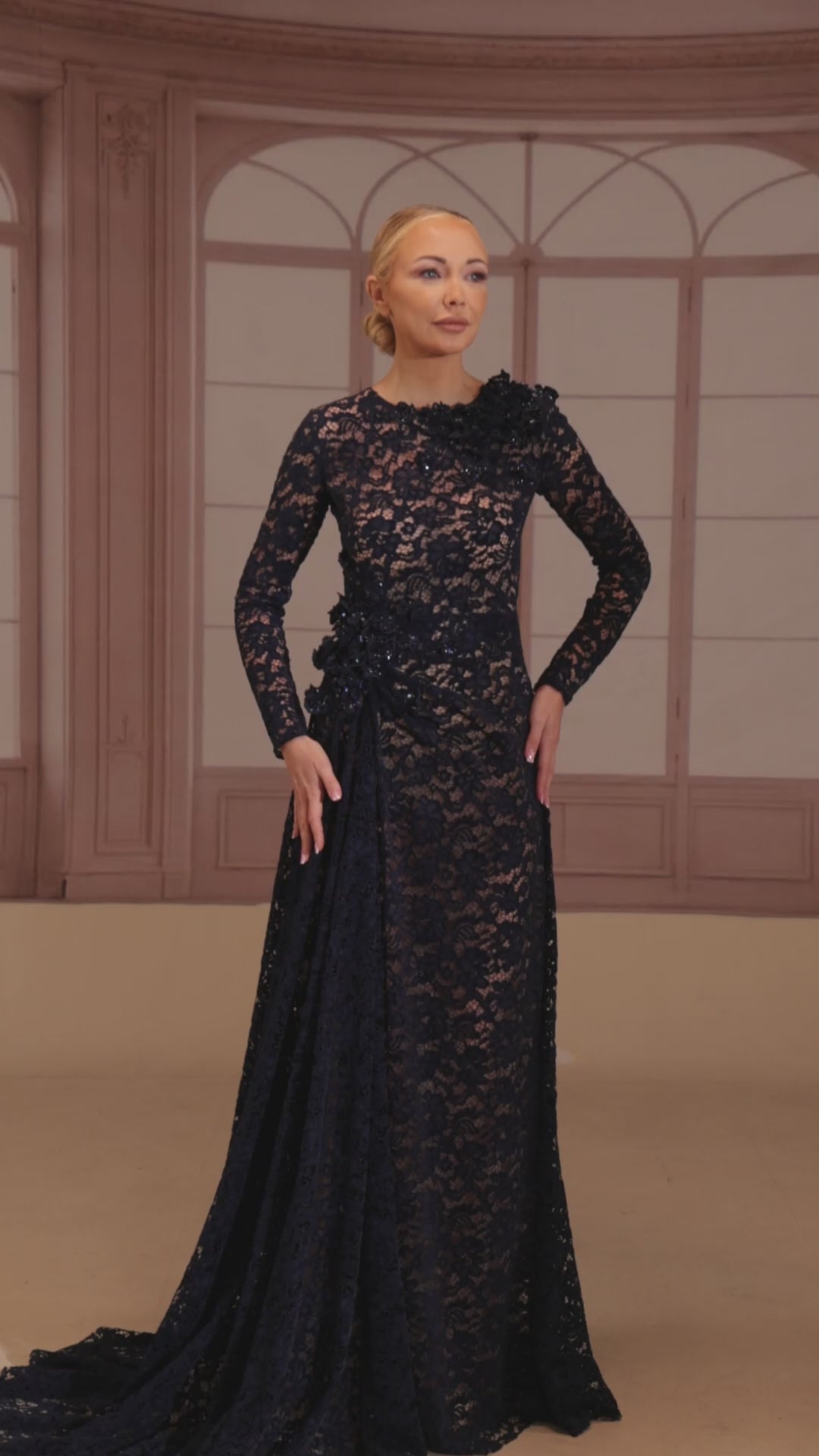Reverie Couture FW263 3D Floral Lace Applique Dress