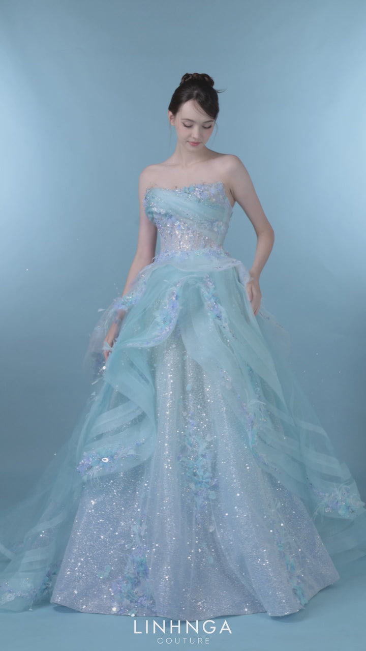 Linh Nga LT571 Strapless Couture Dress