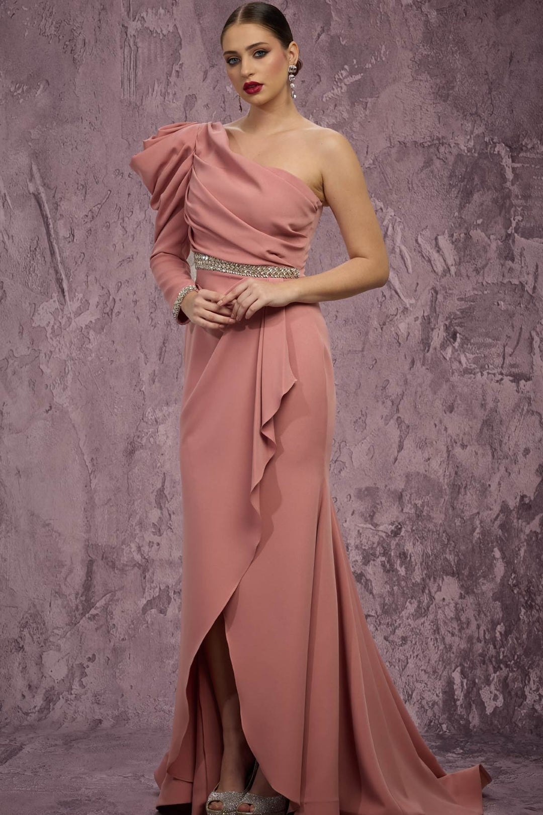 mnm evening dresses MNM Couture M0082 Long Ball Gown Formal Beaded Slit Bow Evening Dress
