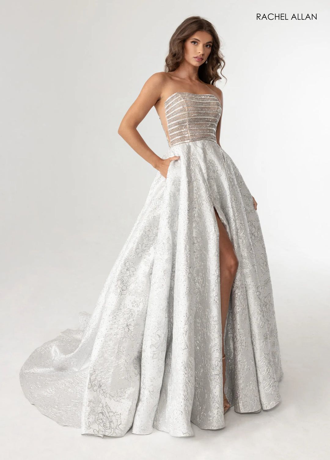 Rachel Allan 70956 Prom Dress - Silver/Nude | NewYorkDress Rachel Allan 70956 Prom Dress - Silver/Nude | NewYorkDress