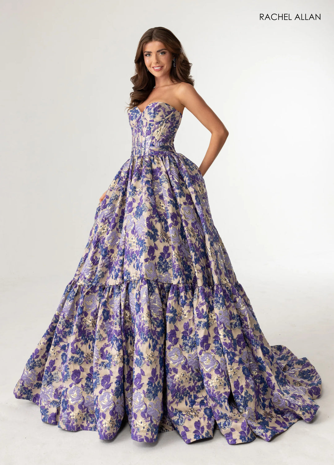 jacquard prom dress A Line Blue Jacquard Satin Long Sweetheart Prom Dresses