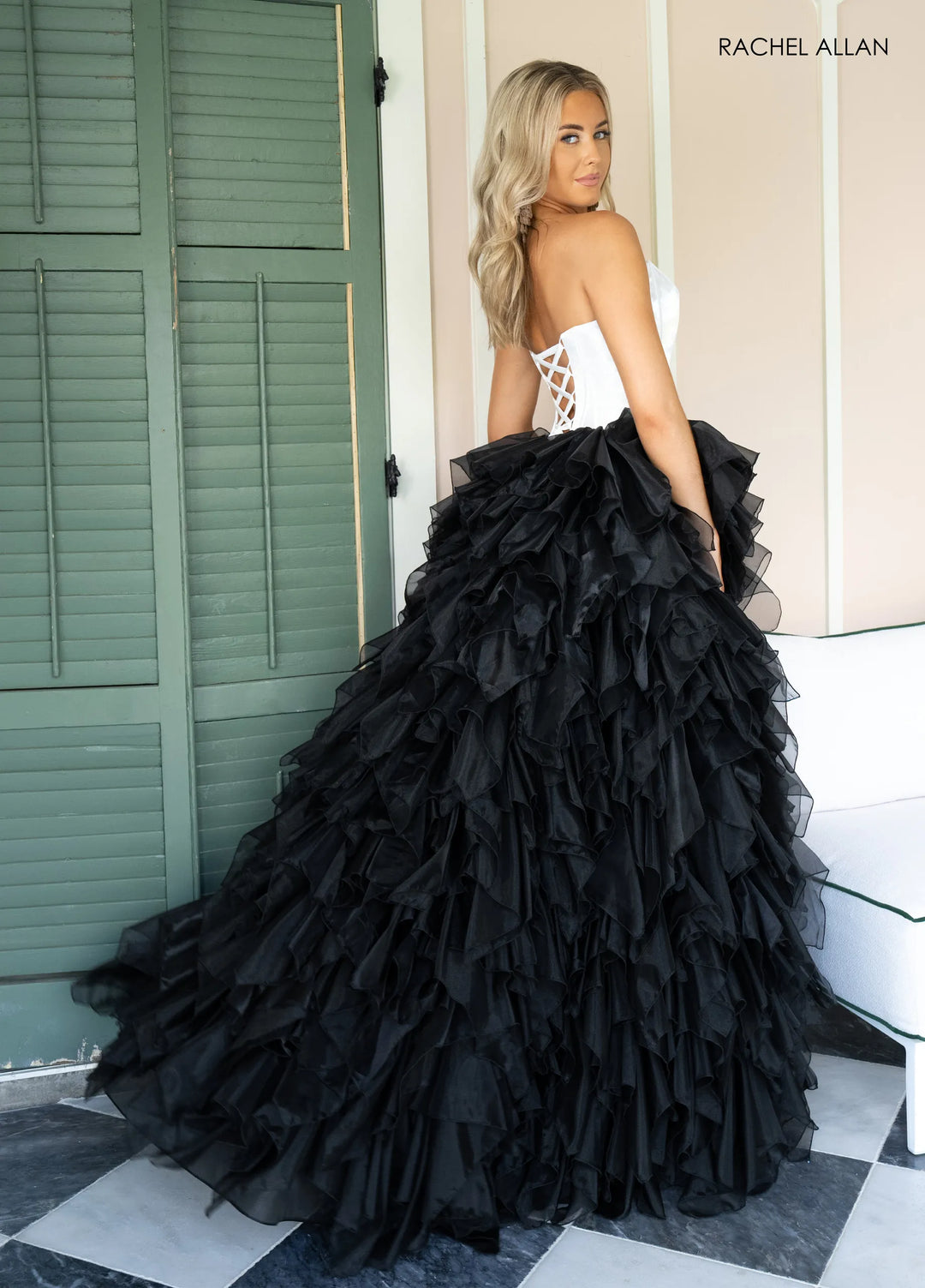 rachel allan black prom dress Rachel Allan 70630 - Plunging Sweetheart Glitter Prom Gown 0 / Black