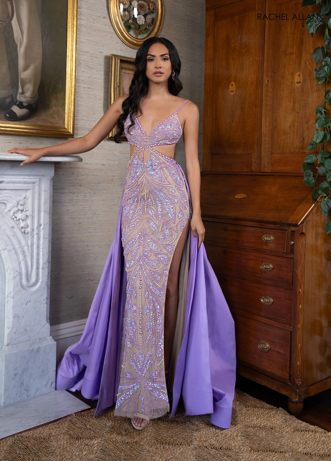 prom dress that covers chest Backless Long Halter Prom Dress with Boned Waist Marigold / XSmall