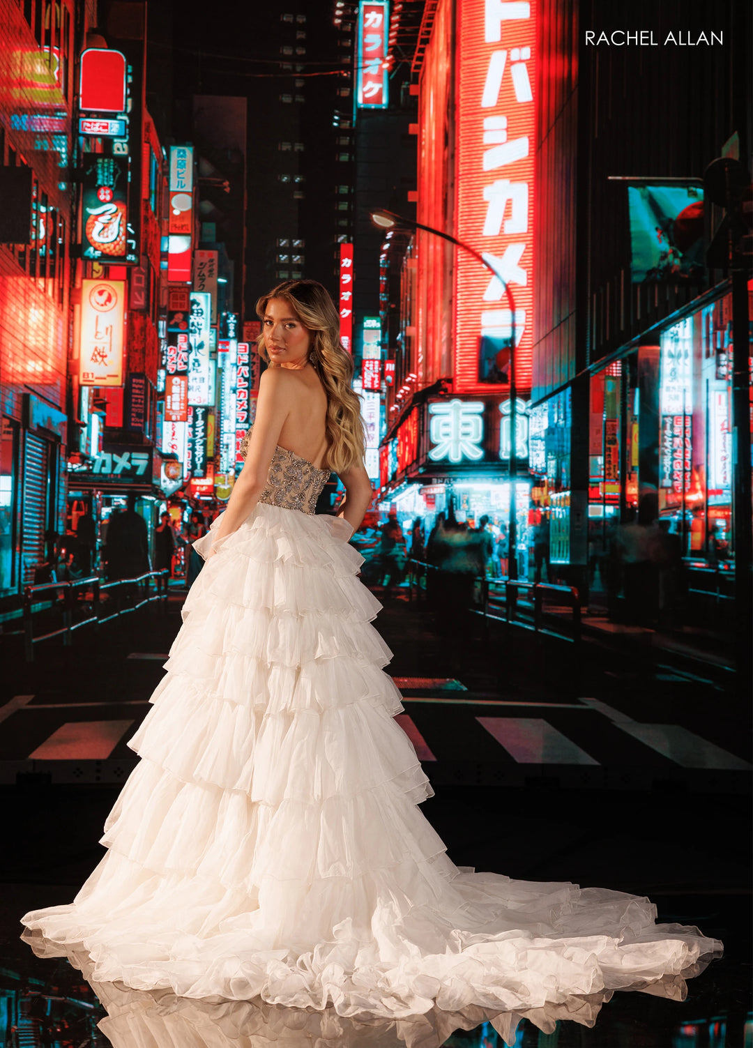 Rachel Allan 50431 Strapless Tiered Ruffle Ball Gown Pageant Dress - FOSTANI.com