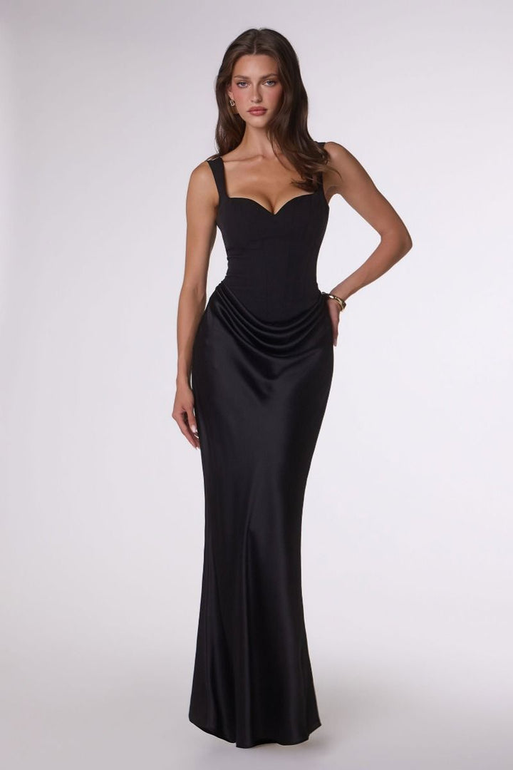 Amoris T742 Curved Neckline Sleeveless Structured Corset Dress