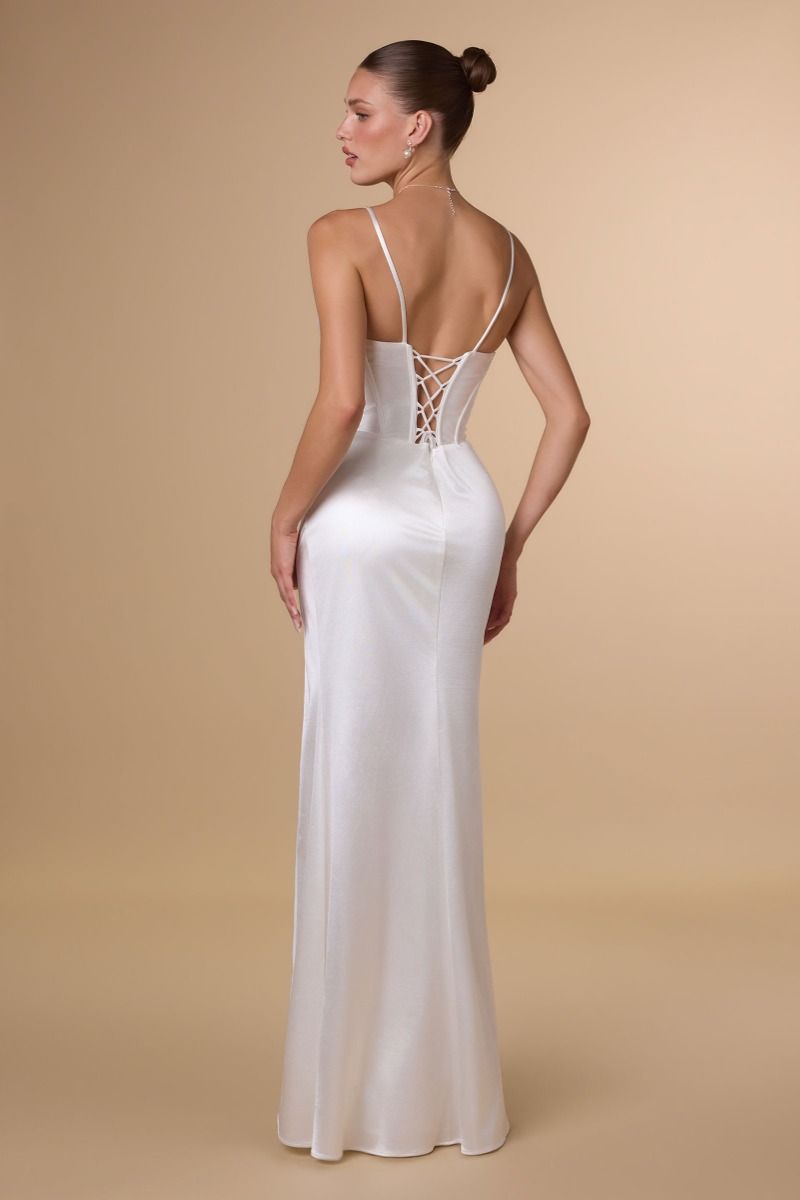 corset for wedding dress with low back Amoris T815W Cowl Neckline Sleeveless Bridal OFF White / XL The floor US Size:US50 - EU60 bulbul-dress-standard-size-chart criss cross side club
