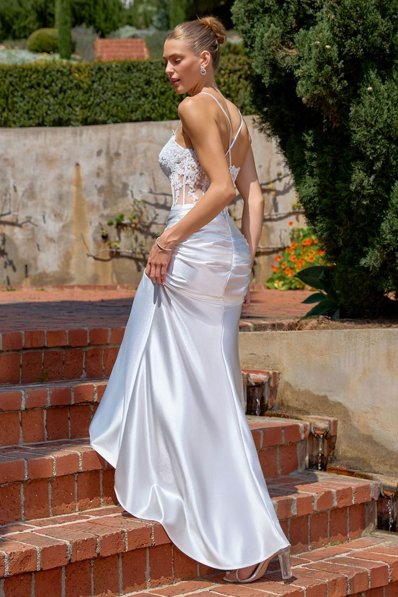 Amoris T819W Sweetheart Neckline Sleeveless Corset Sheath Bridal Dress, OFF White / S