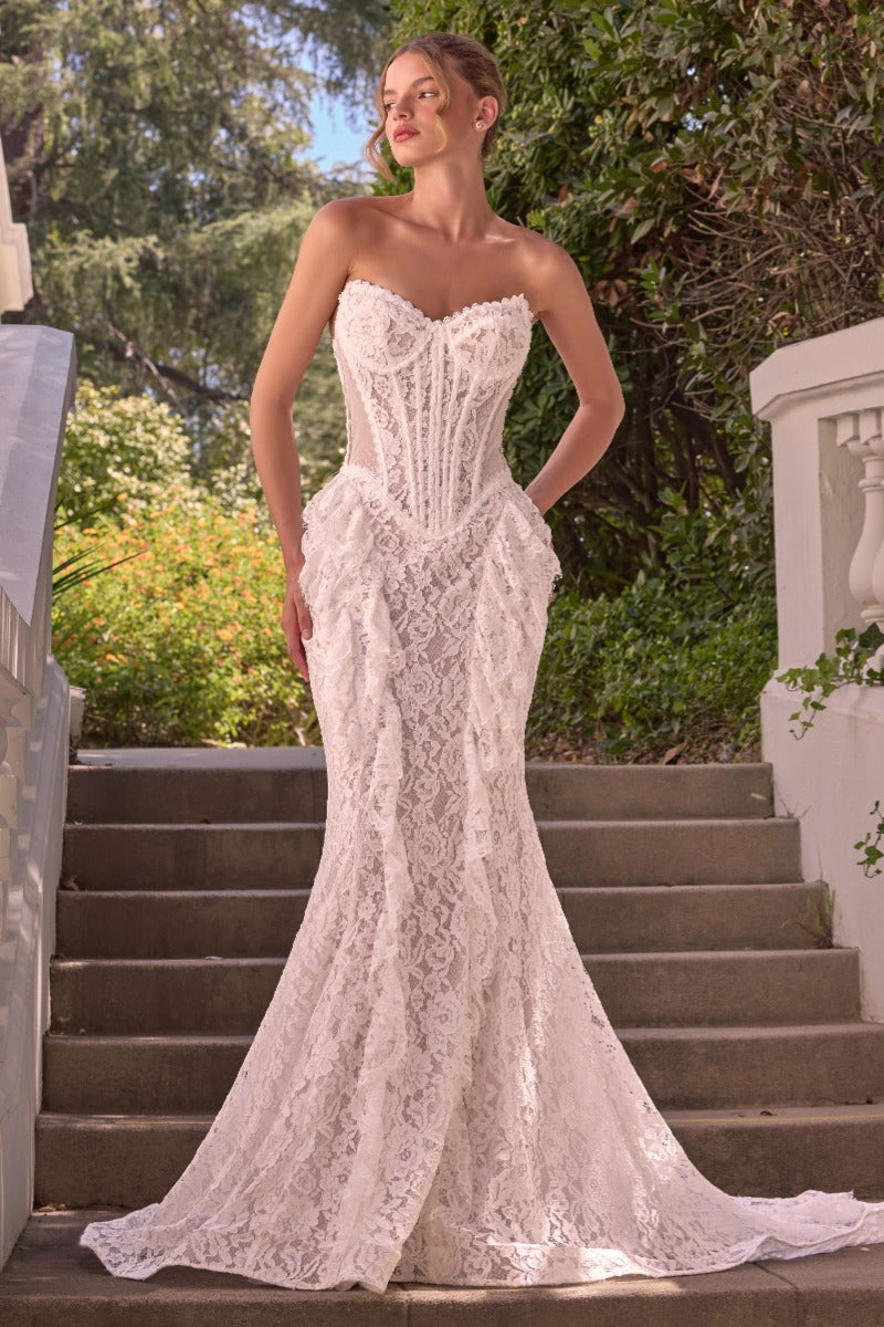 Andrea & Leo Couture WL074 strapless gown without bolero front view