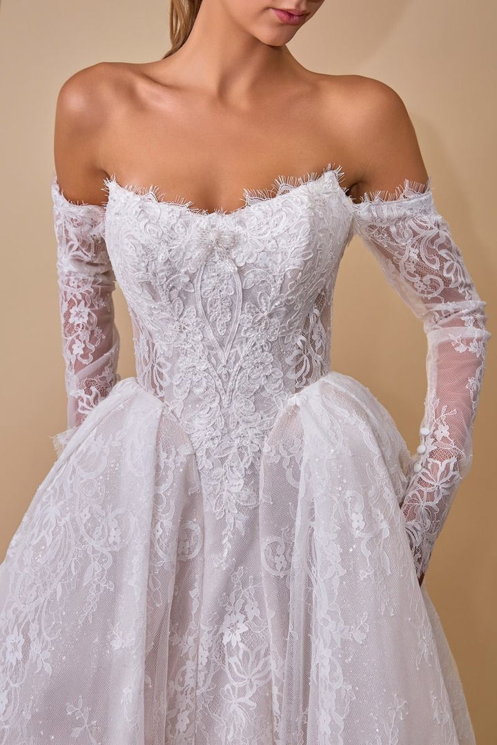 Andrea & Leo Couture WL079 bodice close-up with floral applique