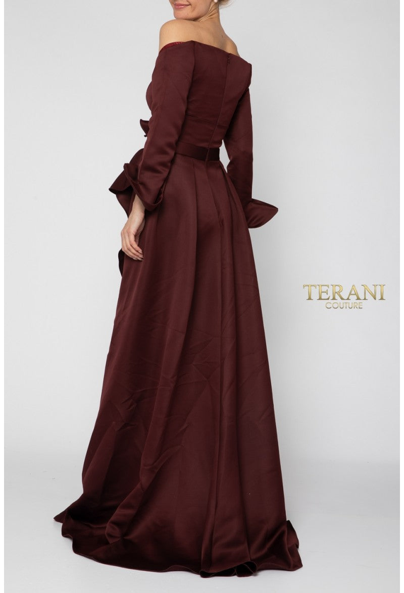 TERANI COUTURE  1921M0484 LONG SLEEVE OVERSKIRT GOWN - FOSTANI