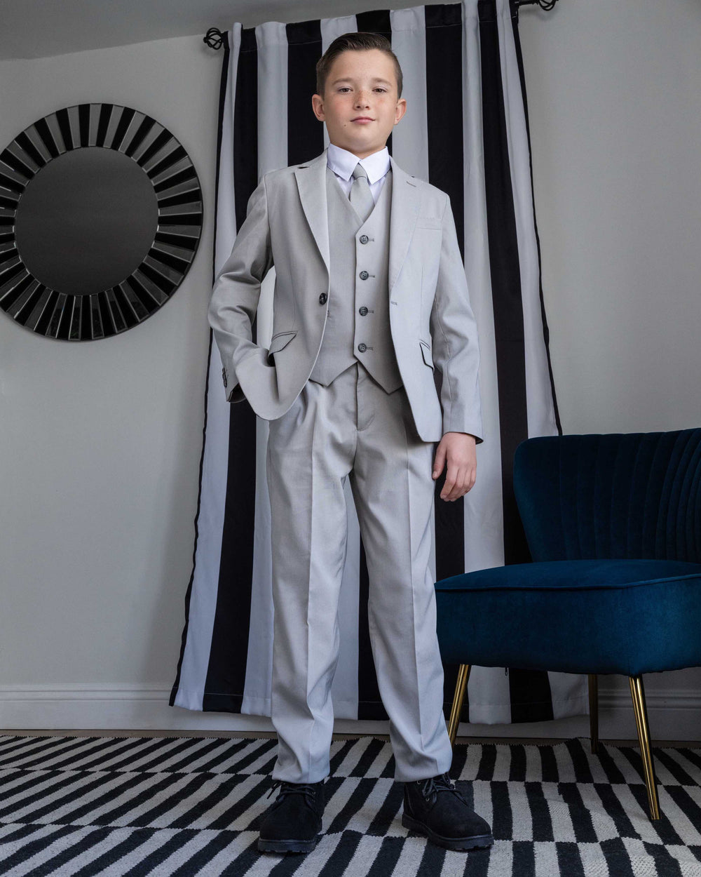 Peanut Butter Collection B- Vice Iridescent Silver Stripe suit – FOSTANI
