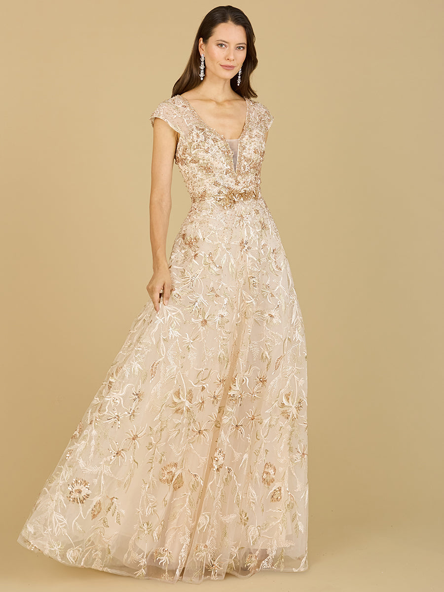 Lara 29196 - Lace Embellished A-Line Dress - FOSTANI