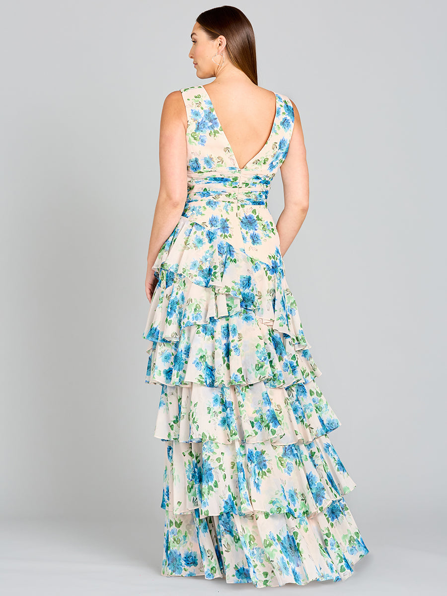 Lara 29249 - Ruffle Skirt Print Dress - FOSTANI