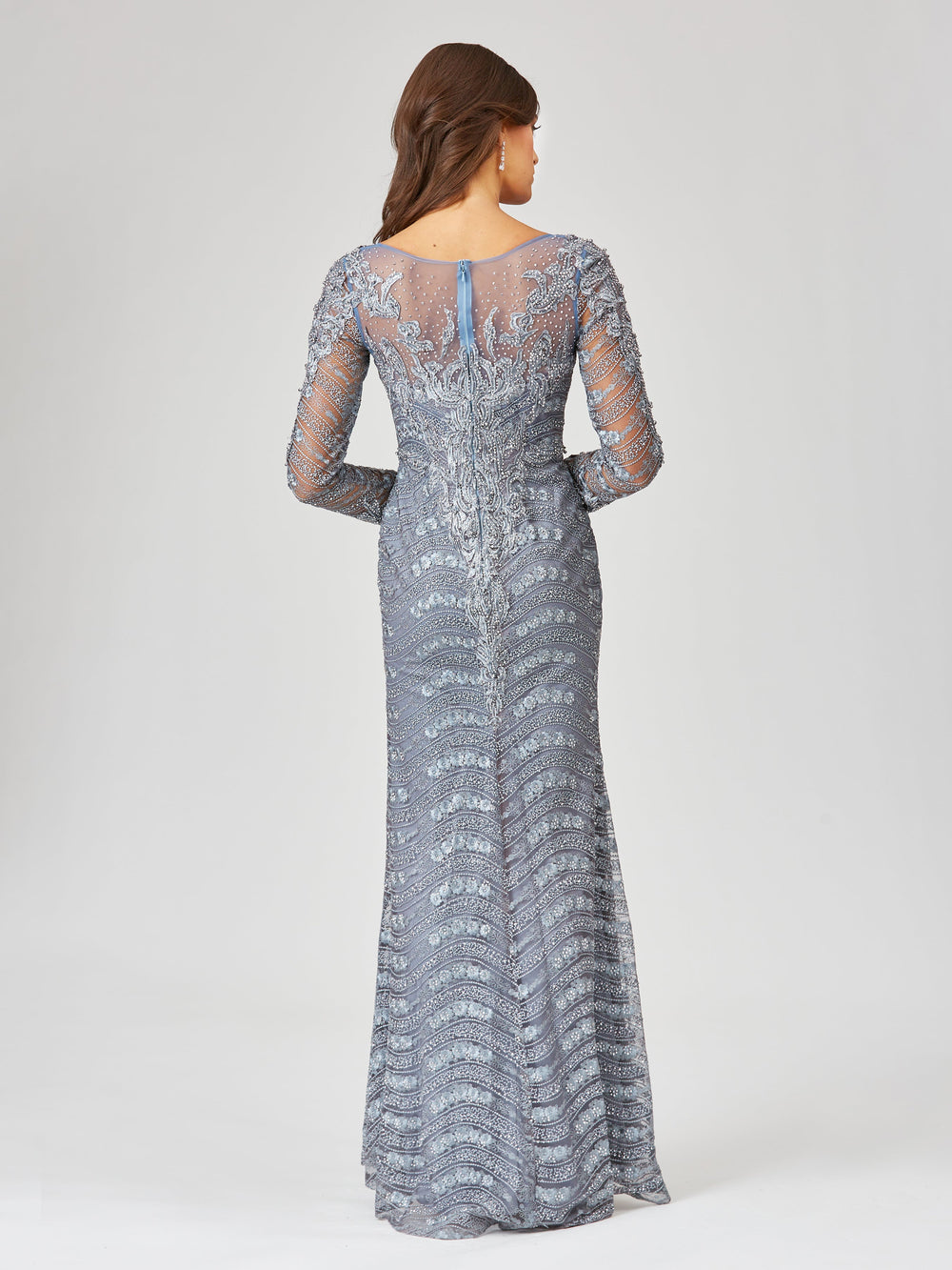 Lara 29453 - Long Sleeve Lace Mermaid Gown - FOSTANI