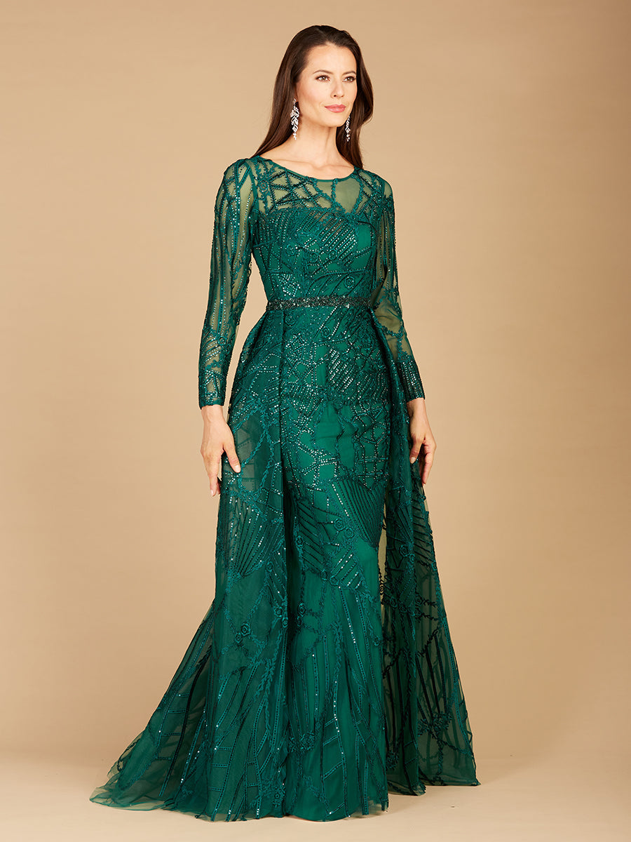 Lara 29633 - Gorgeous Overskirt Dress with Long Sleeves - FOSTANI