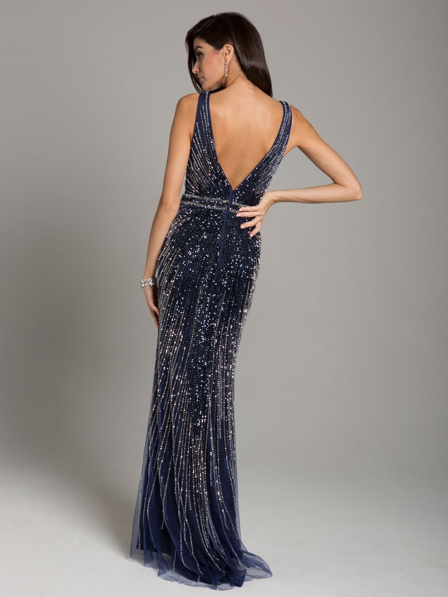 Lara 29860 - Fitted, Sleek Sparkling Beaded Gown - FOSTANI