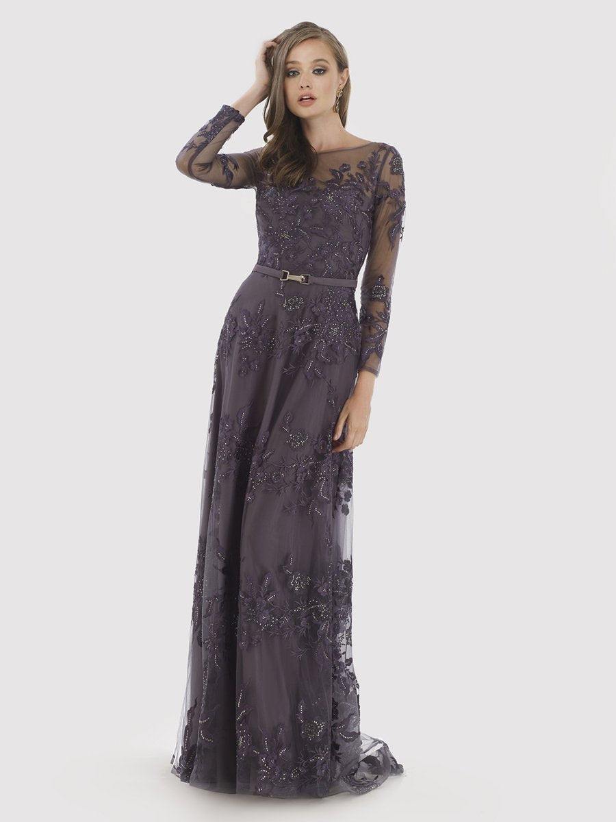 Lara 29863 - High Neck Beaded Lace Gown with Long Sleeves - FOSTANI