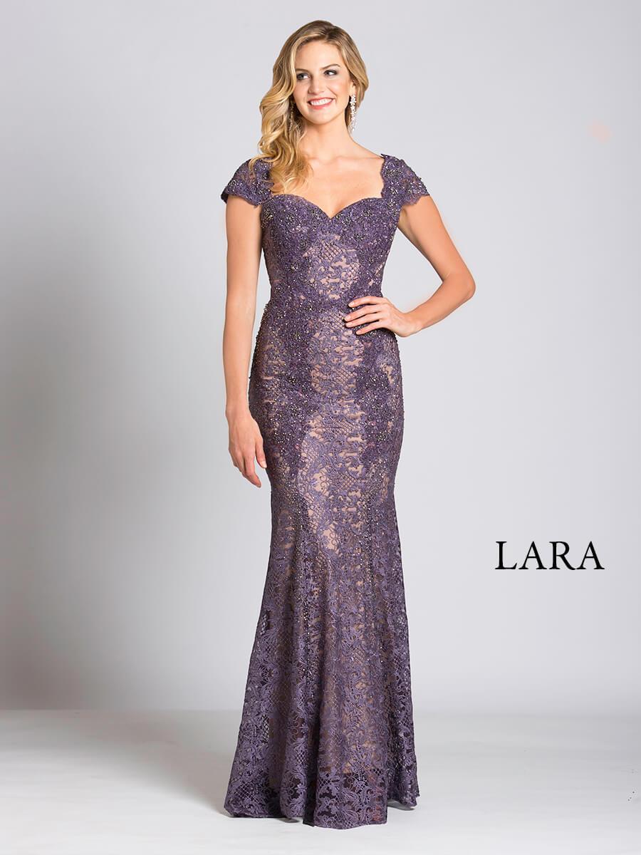 Lara 33491 - Fitted Lace Mermaid Gown - FOSTANI