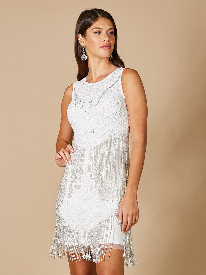 Lara 33544- Beaded Fringe Cocktail Dress - FOSTANI