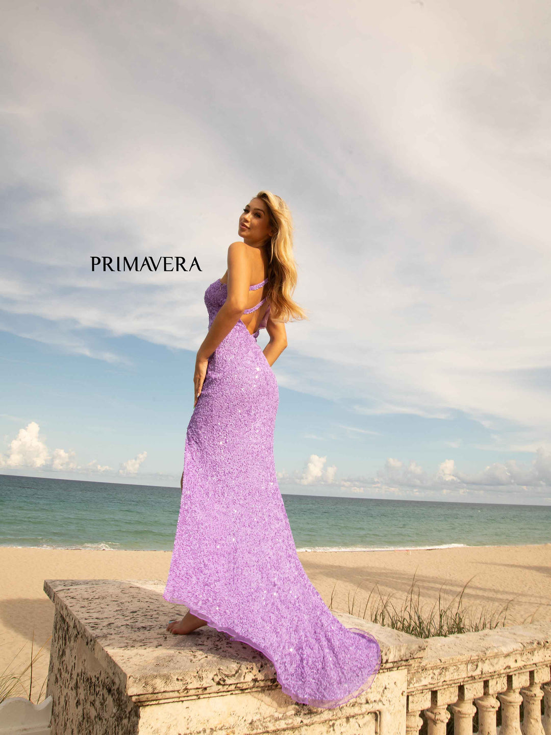 neon purple dress Ladivine CD340 Size 10 Nova Long Satin Overskirt Prom Formal Pageant Gown fitted ruched Primavera Couture 3793 This is a fully sequined long fitted Evening Gown with a V Neckline and a Sweeping Train PRIMAVERA 3761 Dress