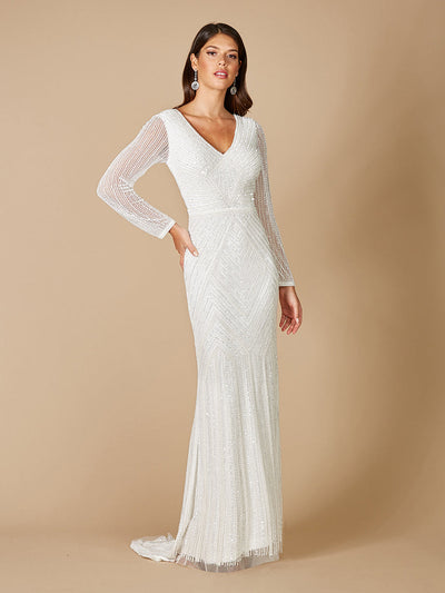 Lara Finley Sheer Sleeve Wedding Gown - FOSTANI