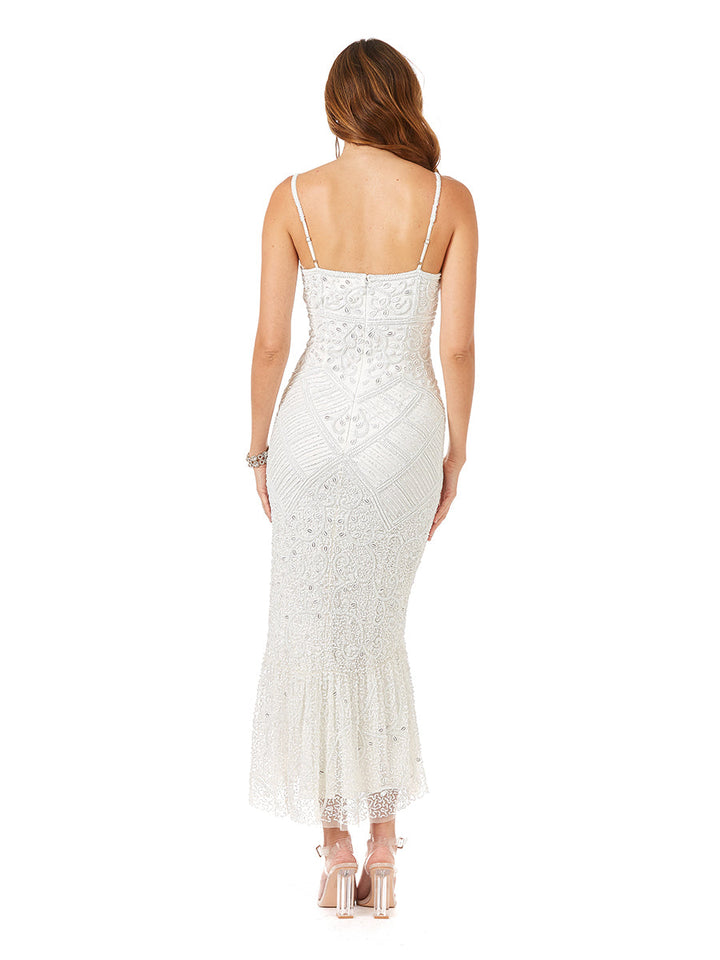 Lara Fae V-Neck Spaghetti Strap Wedding Gown - FOSTANI