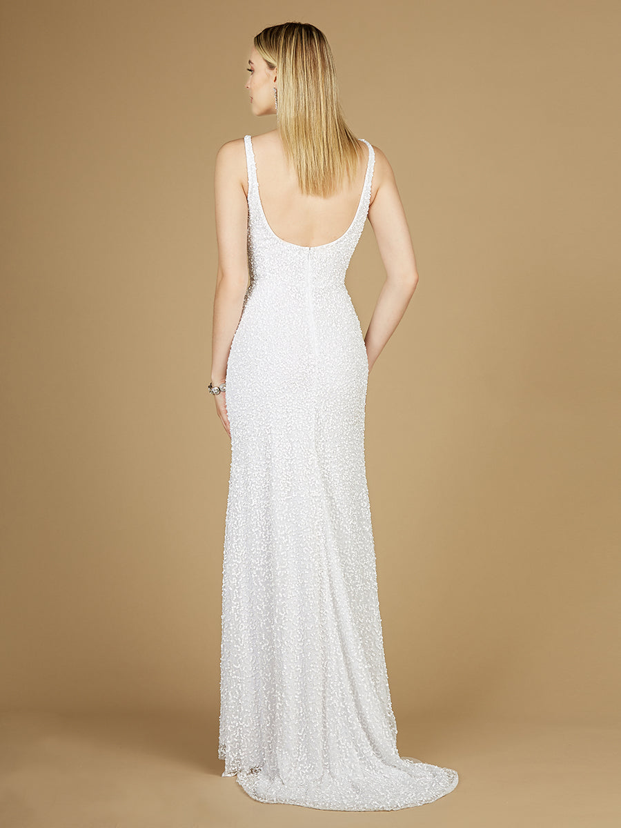Bridal Beaded Gown with Slit - FOSTANI