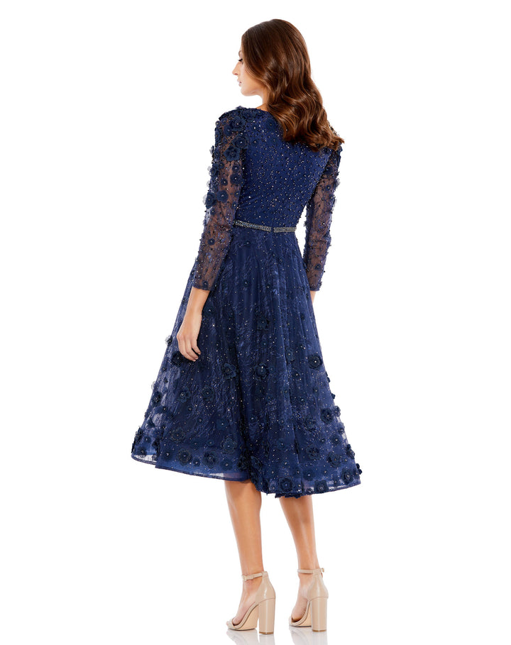 Floral Appliqué Fit and Flare Dress - FOSTANI