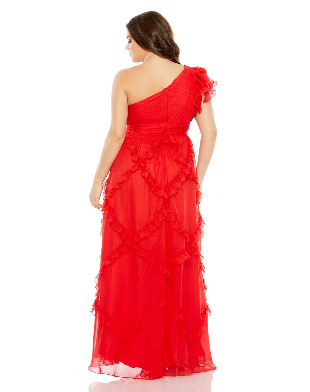 Ruffled one shoulder ruched gown - FOSTANI