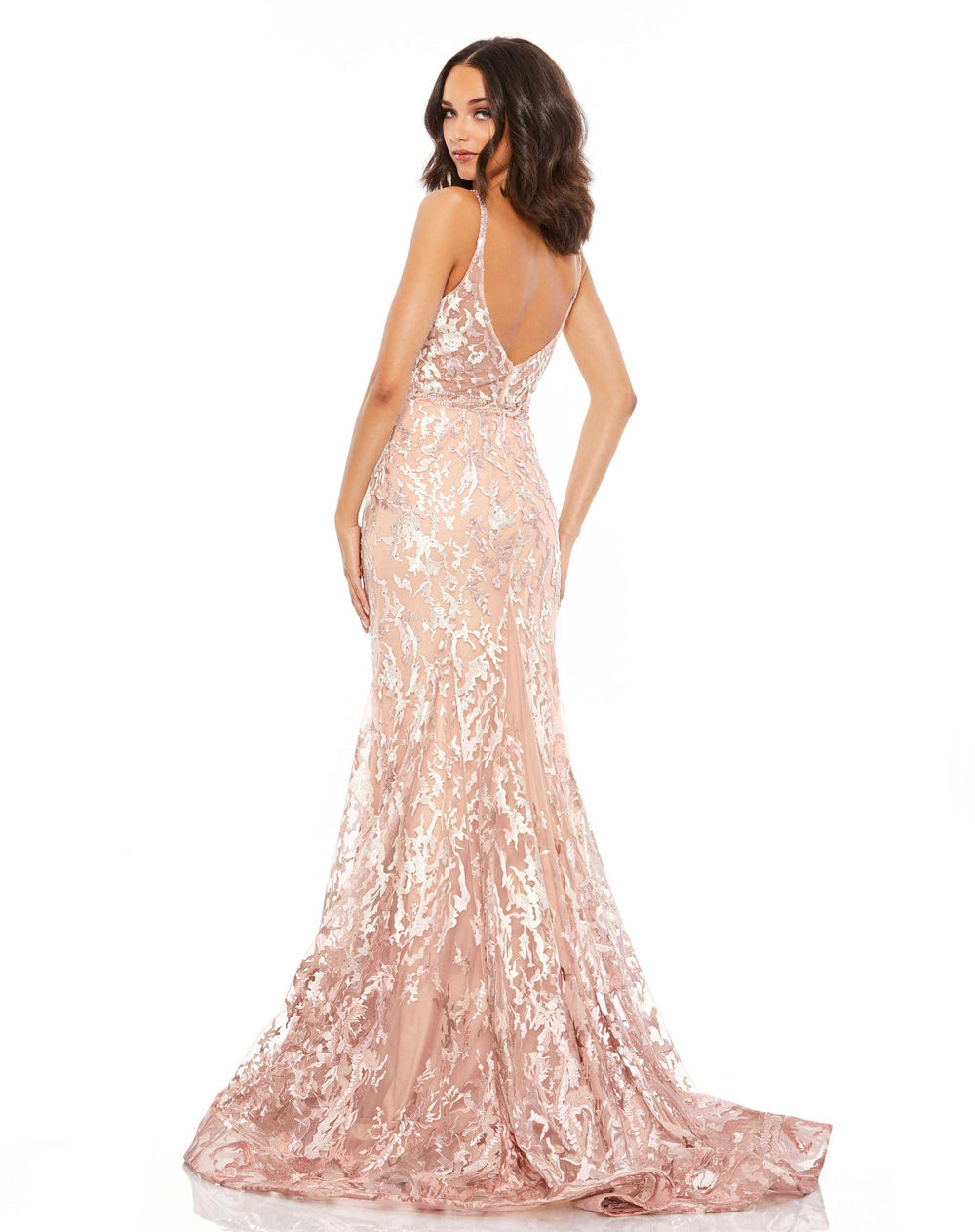 Embroidered Jewel Encrusted Trumpet Gown - FOSTANI
