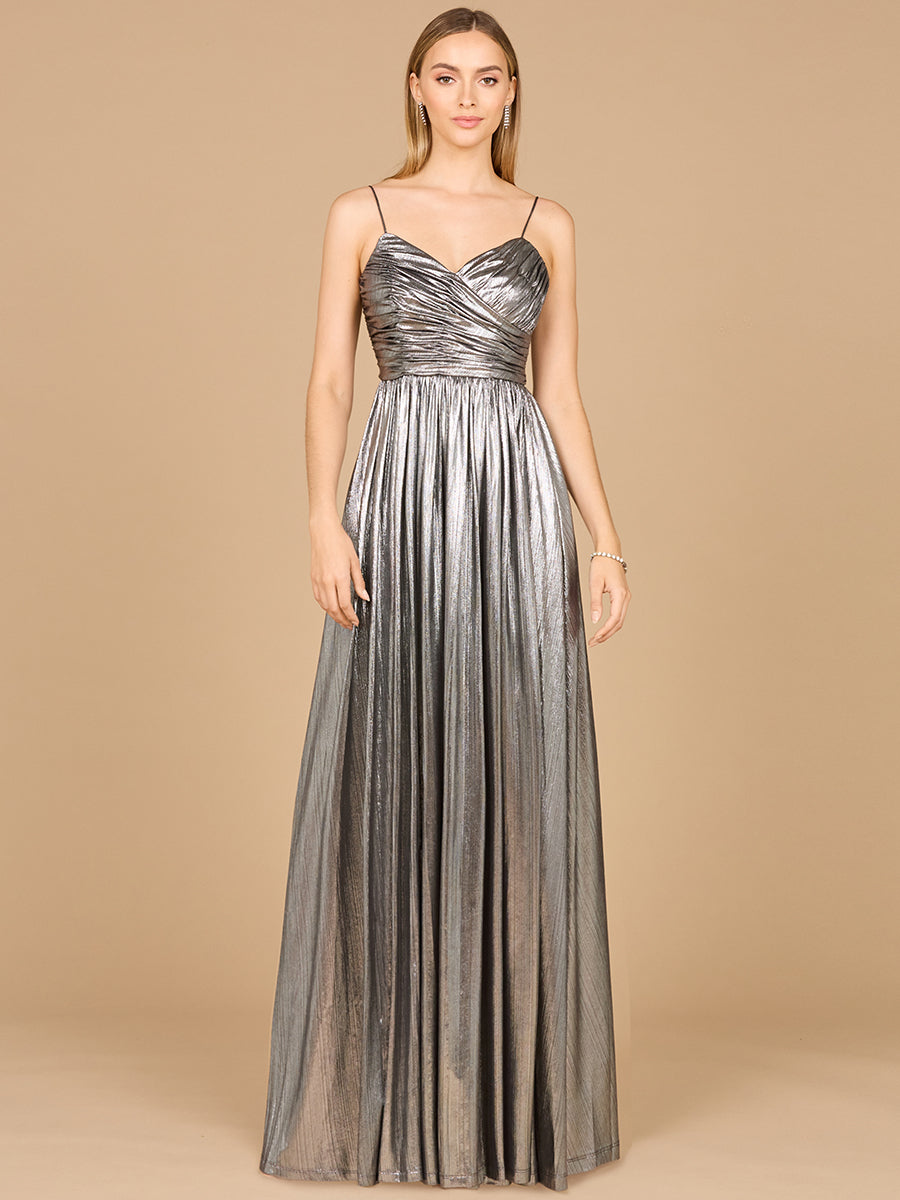 Lara 8120 - High Slit Metallic Jersey Dress - FOSTANI