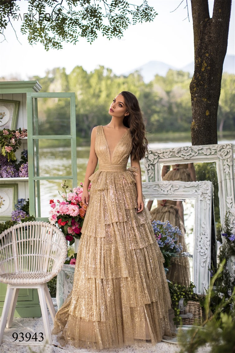 Tarik Ediz 93943 Prom Dress - Gold | NewYorkDress Tarik Ediz 93943 Prom Dress - Gold | NewYorkDress