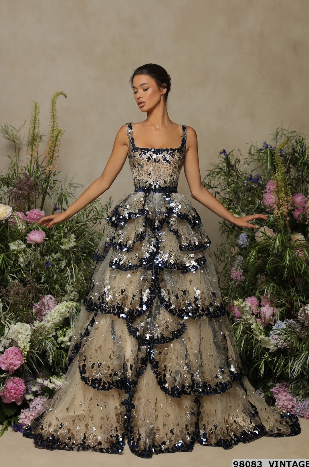 Tarik Ediz 98083 Prom Dress - Navy-Stone | NewYorkDress Tarik Ediz 98083 Prom Dress - Navy-Stone | NewYorkDress