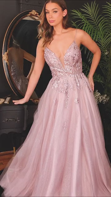 Cinderella Divine AM321 Blush Pink Evening Dress, Tulle  Skirt, Engagement