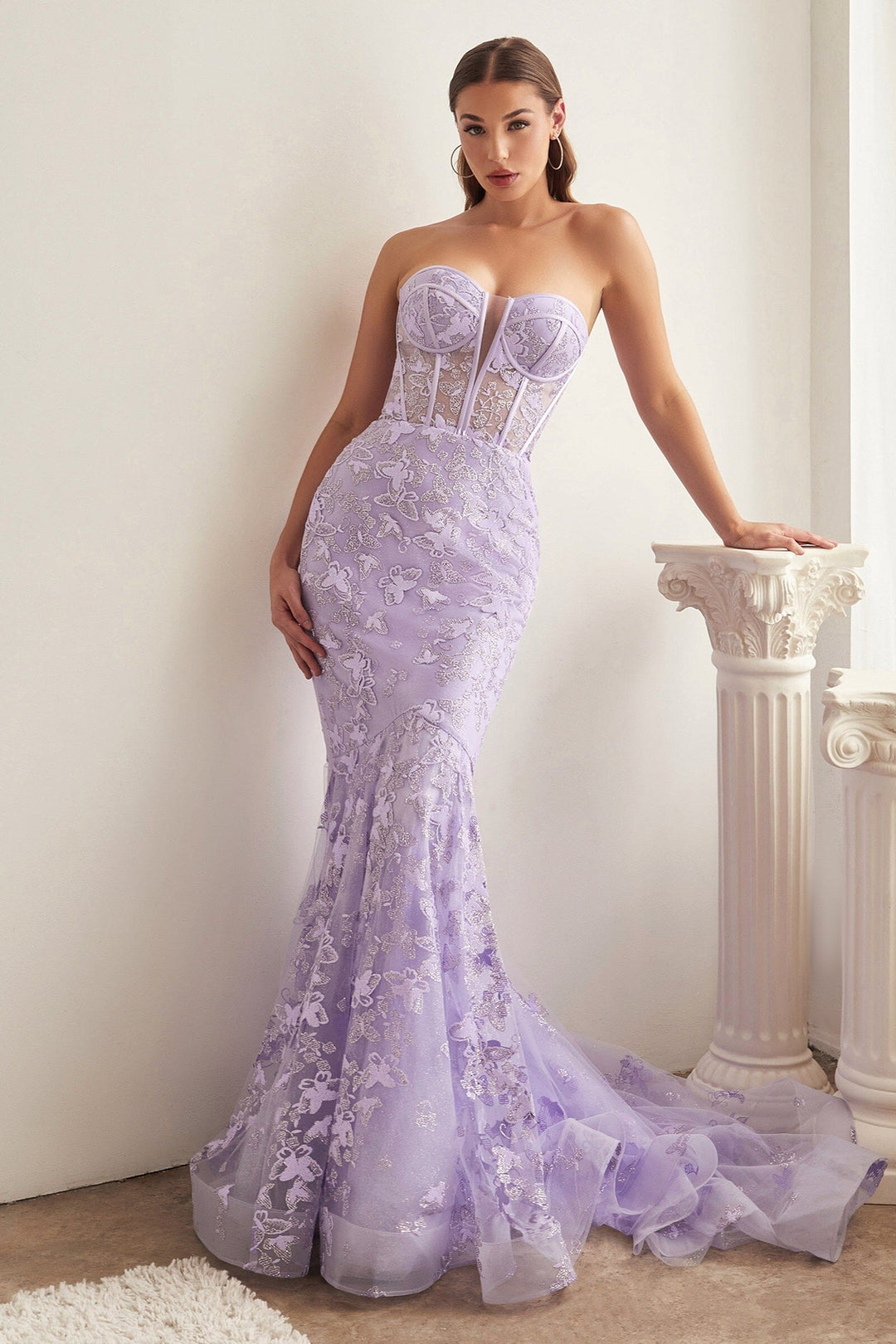lavender lace mermaid prom dress Lilac Sparkly Mermaid Prom Gown Backless Prom Dress Long Evening Dress ARD3100
