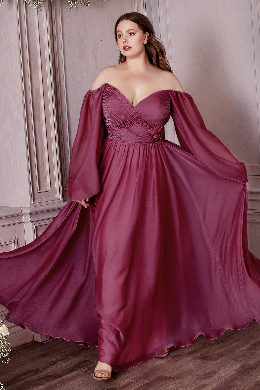 Glamorous Elegant Plus Size Evening Gowns Plus-Size Off-Shoulder Prom Dress With Long Sleeves PromGirl Glamorous Elegant Plus Size Evening Gowns Plus-Size Off-Shoulder Prom Dress With Long Sleeves PromGirl