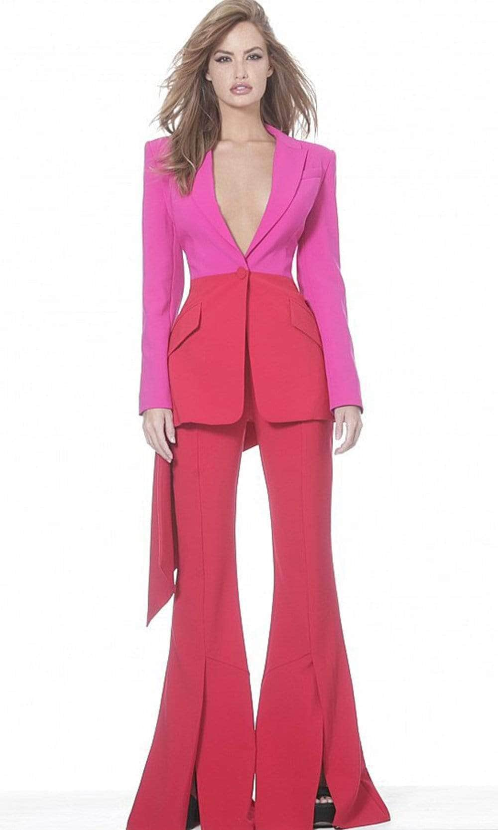 Jovani - 04148 Two Piece Two Tone Pantsuit - FOSTANI