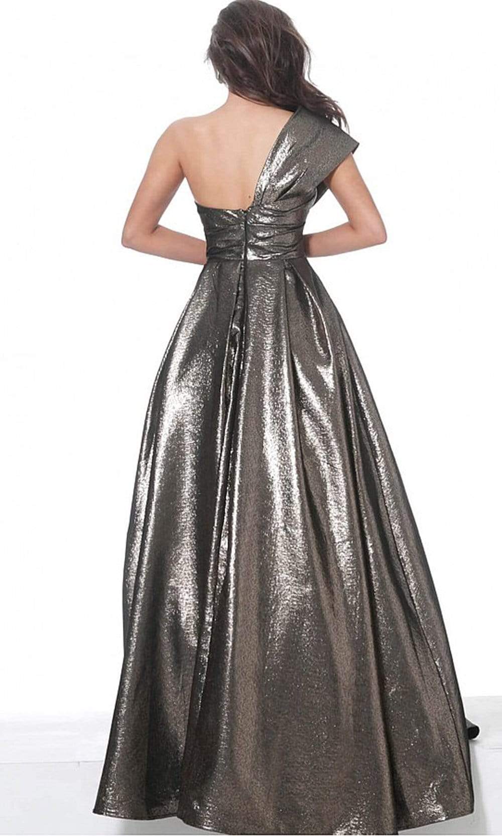 Jovani - 04170 Metallic One Shoulder A-Line Gown - FOSTANI