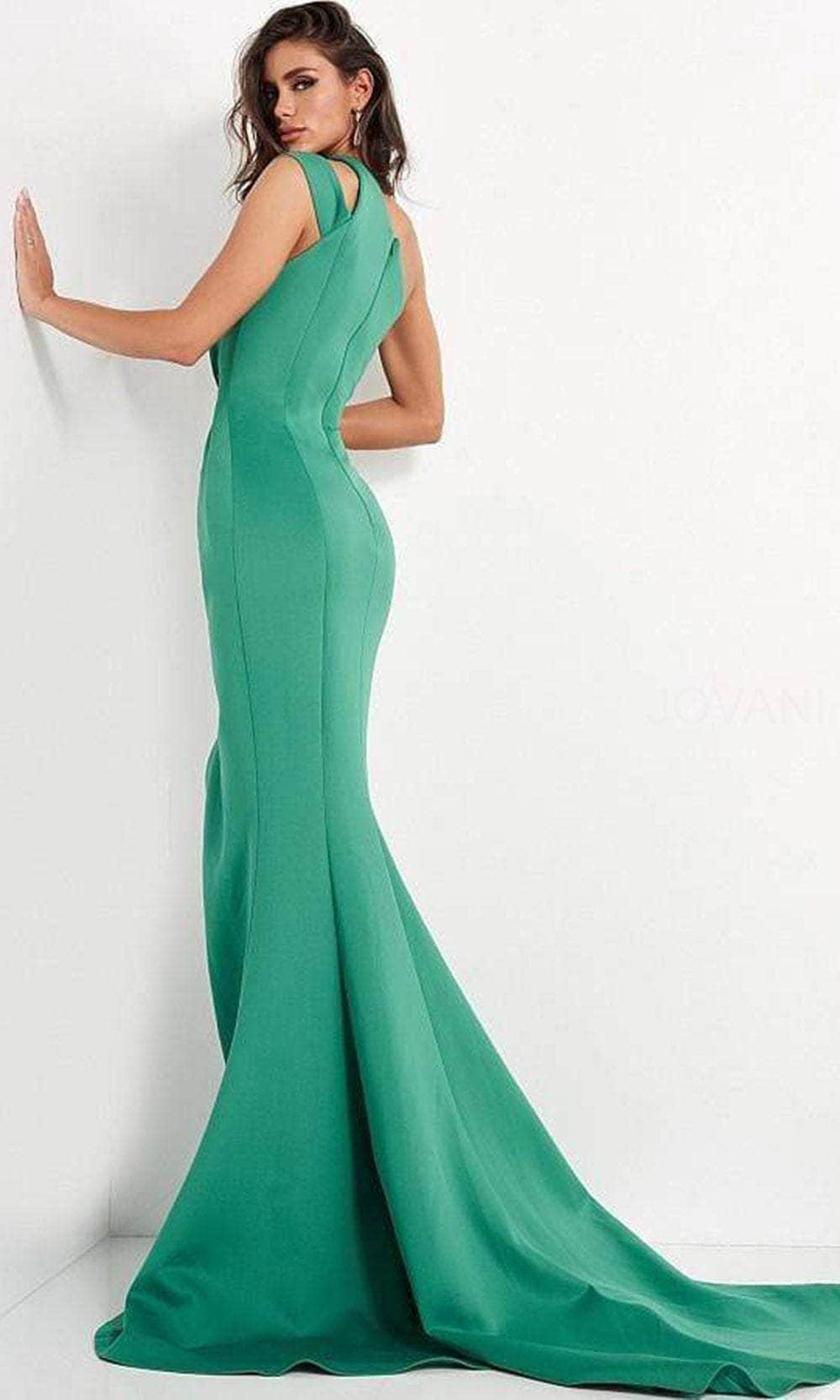 Jovani - 04222 Split One-Shoulder High Leg Slit Evening Gown - FOSTANI