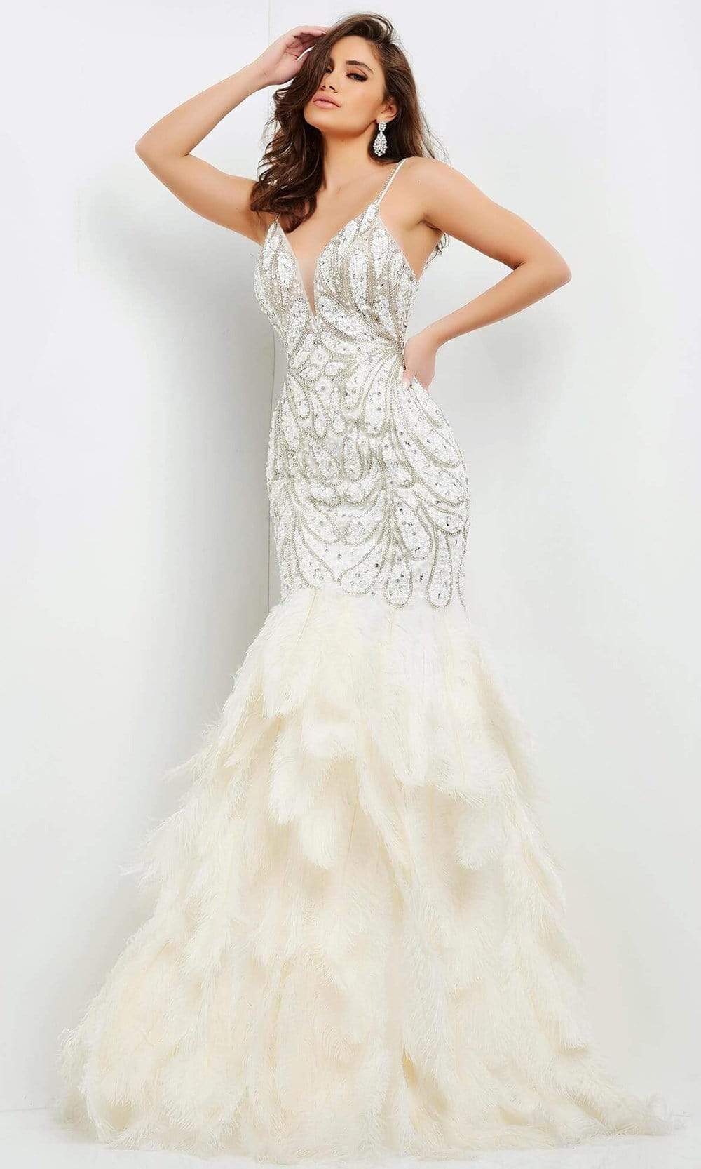 Jovani - 04625 Jeweled Tier-Ornate Dress - FOSTANI